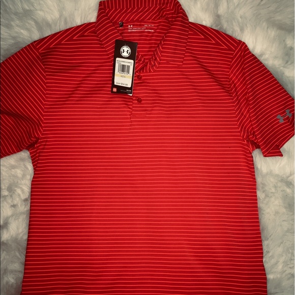 Under Armour Other - Under Armour Orange Stripe Collared Polo Shirt MD